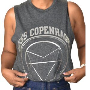 Moss Copenhagen Muscle Tee Grey Tank Top Cutoff Sweatshirt Graphic Size XS